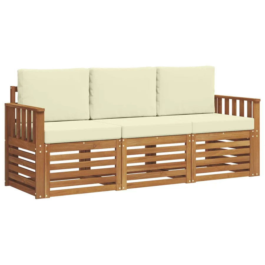 Ensembles de canapés avec coussin 3 pcs Naturel et Crème - 2