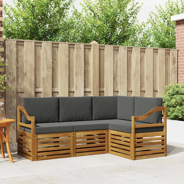 Ensembles de canapés avec coussin 4 pcs Naturel et Anthracite
