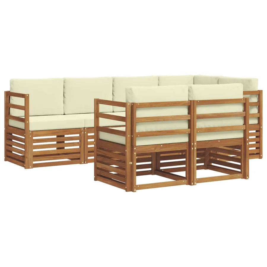 Ensemble de canapé d'angle avec coussin 7 pcs Naturel et Crème - 2
