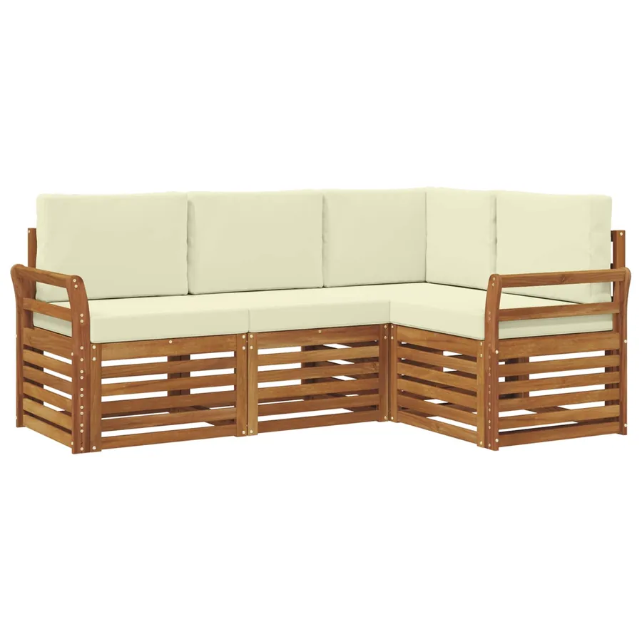 Ensembles de canapés avec coussin 4 pcs Naturel et Crème - 2