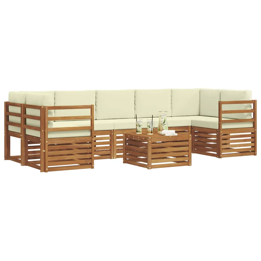 Ensemble de canapés d'extérieur 8 pcs Naturel et Crème - 3