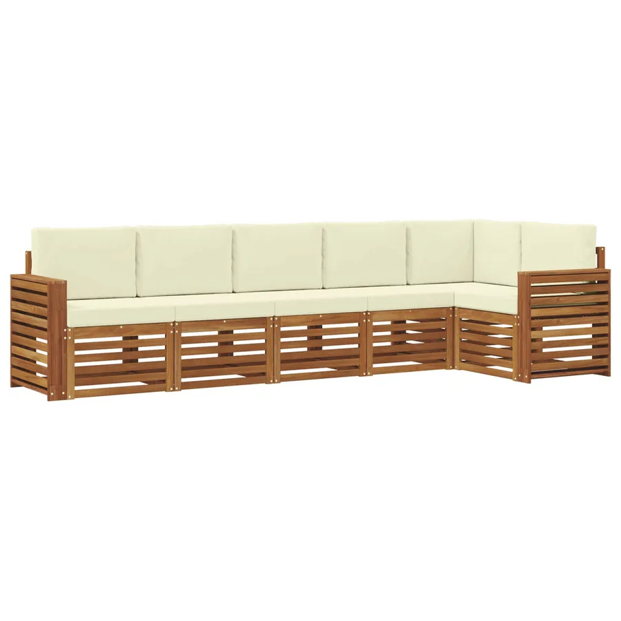 Ensemble de canapé d'angle avec coussin 6 pcs Naturel et Crème - 2