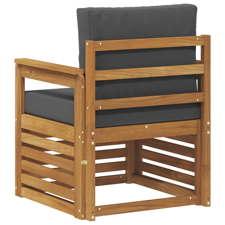 Canapé d’extérieur Bois d'acacia massif et polyester Naturel - 5