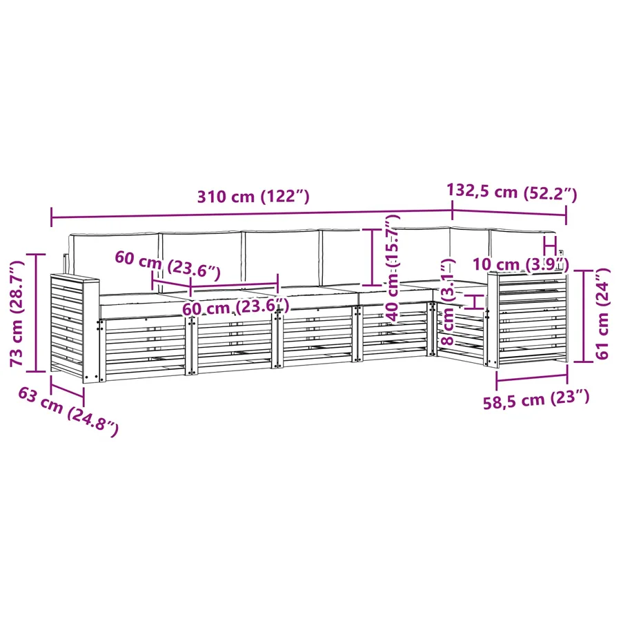 Ensemble de canapé d'angle 6 pcs Naturel et Anthracite - 8