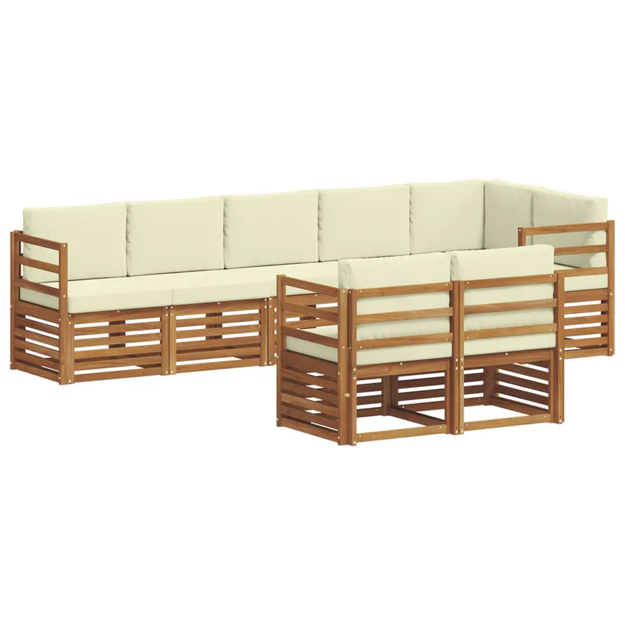 Ensembles de canapés avec coussin 8 pcs Naturel et Crème - 2