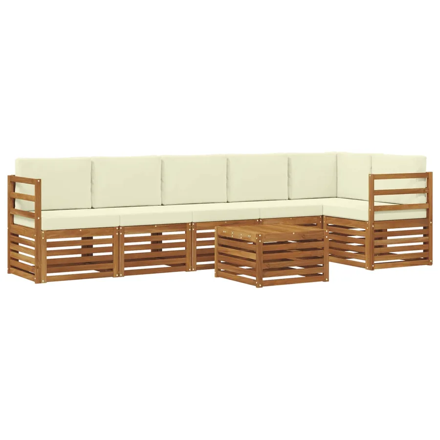 Ensemble de canapé d'angle avec coussin 7 pcs Naturel et Crème - 2