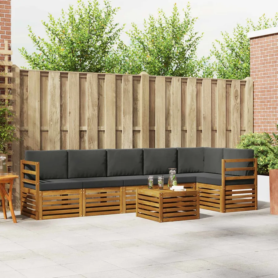 Ensemble de canapé d'angle 7 pcs Naturel et Anthracite