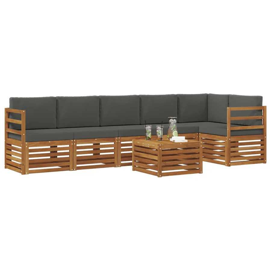 Ensemble de canapé d'angle 7 pcs Naturel et Anthracite - 3