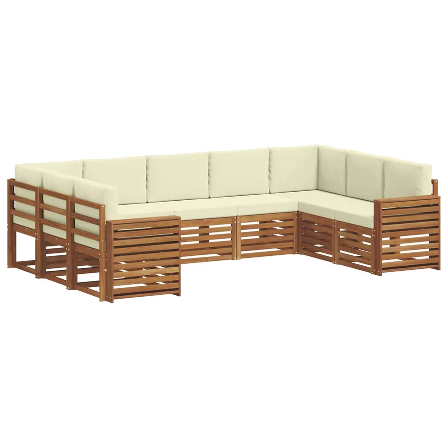 Ensemble de canapé d'angle avec coussin 9 pcs Naturel et Crème - 2