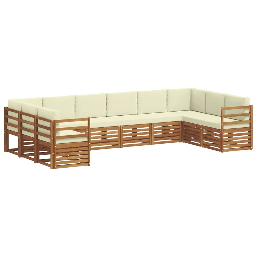 Ensemble de canapé d'angle avec coussin 10 pcs Naturel et Crème - 2