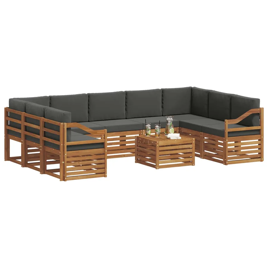 Ensembles de canapés avec coussin 10 pcs Naturel et Anthracite - 3