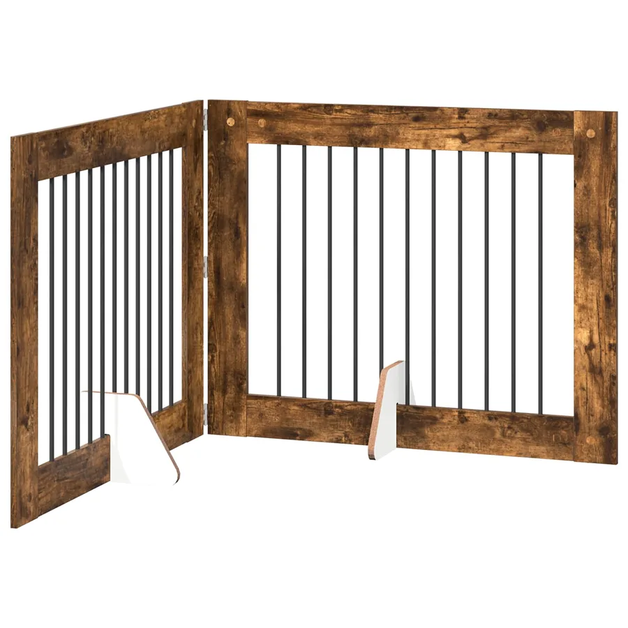 Porte de chien pliable avec supports 2 pcs Chêne fumé 200,5 cm - 2