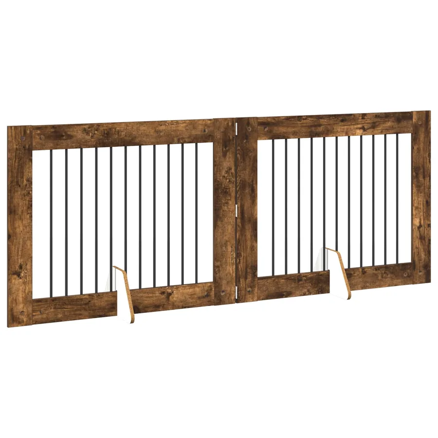 Porte de chien pliable avec supports 2 pcs Chêne fumé 200,5 cm - 3