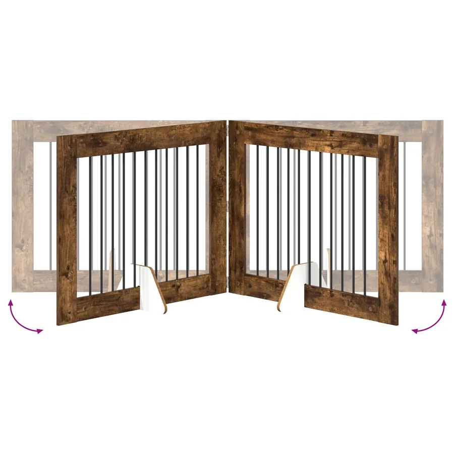 Porte de chien pliable avec supports 2 pcs Chêne fumé 200,5 cm - 7