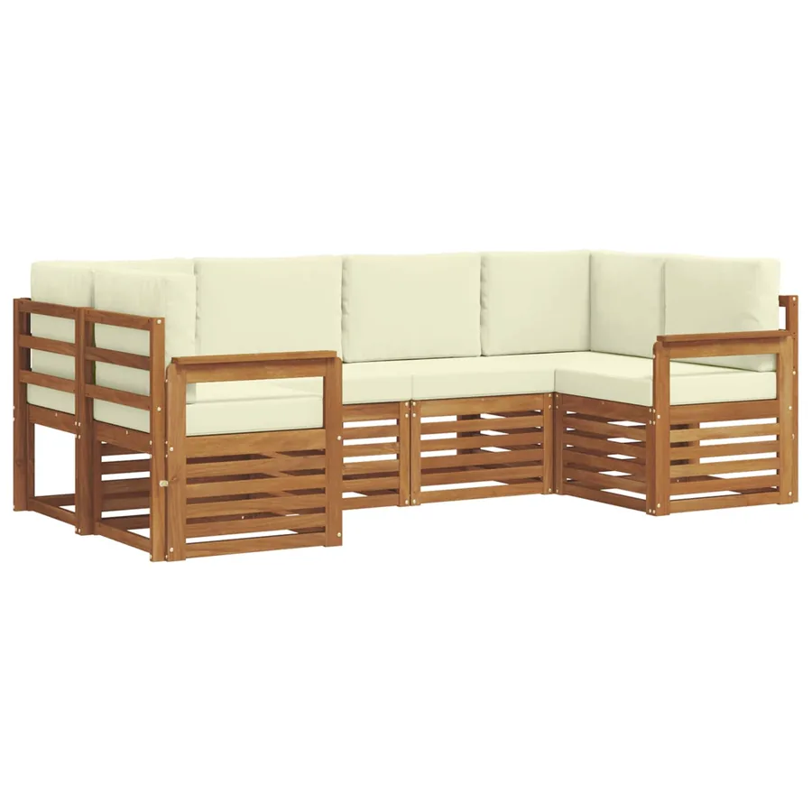 Ensemble de canapé d'angle avec coussin 6 pcs Naturel et Crème - 2