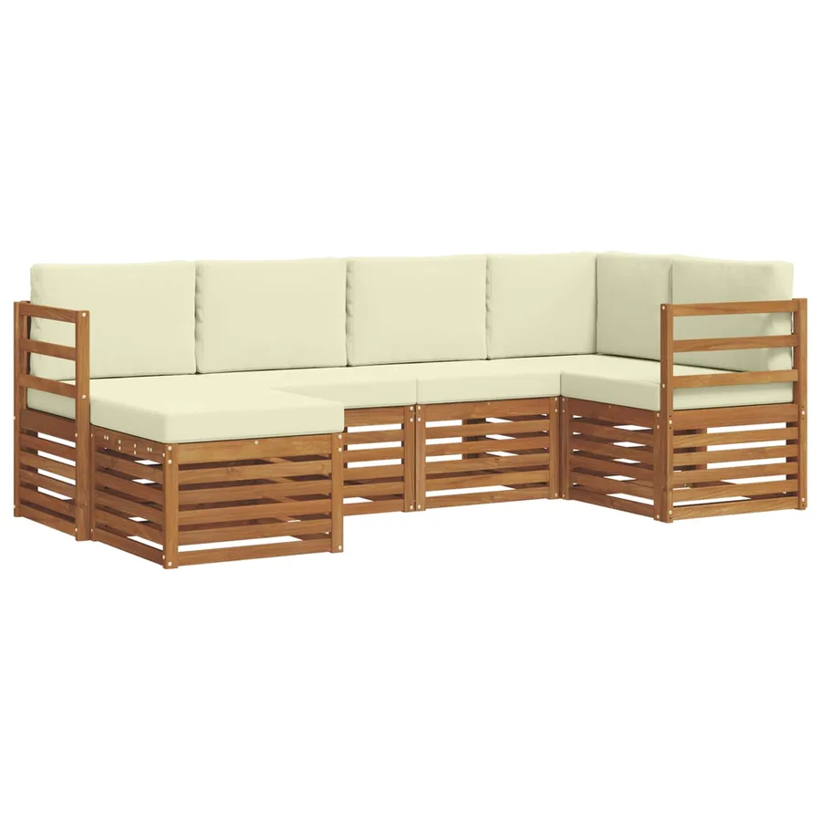 Ensemble de canapé d'angle avec coussin 6 pcs Naturel et Crème - 2