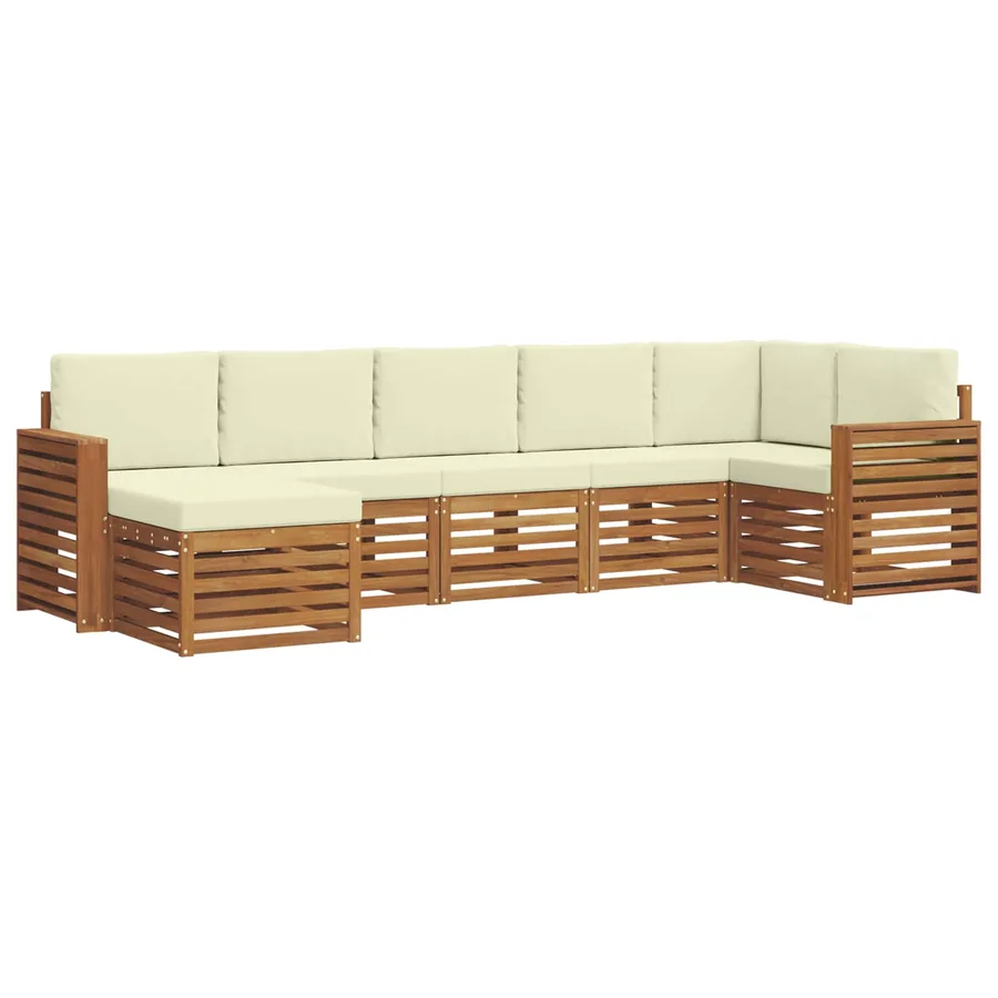 Ensemble de canapé d'angle avec coussin 7 pcs Naturel et Crème - 2