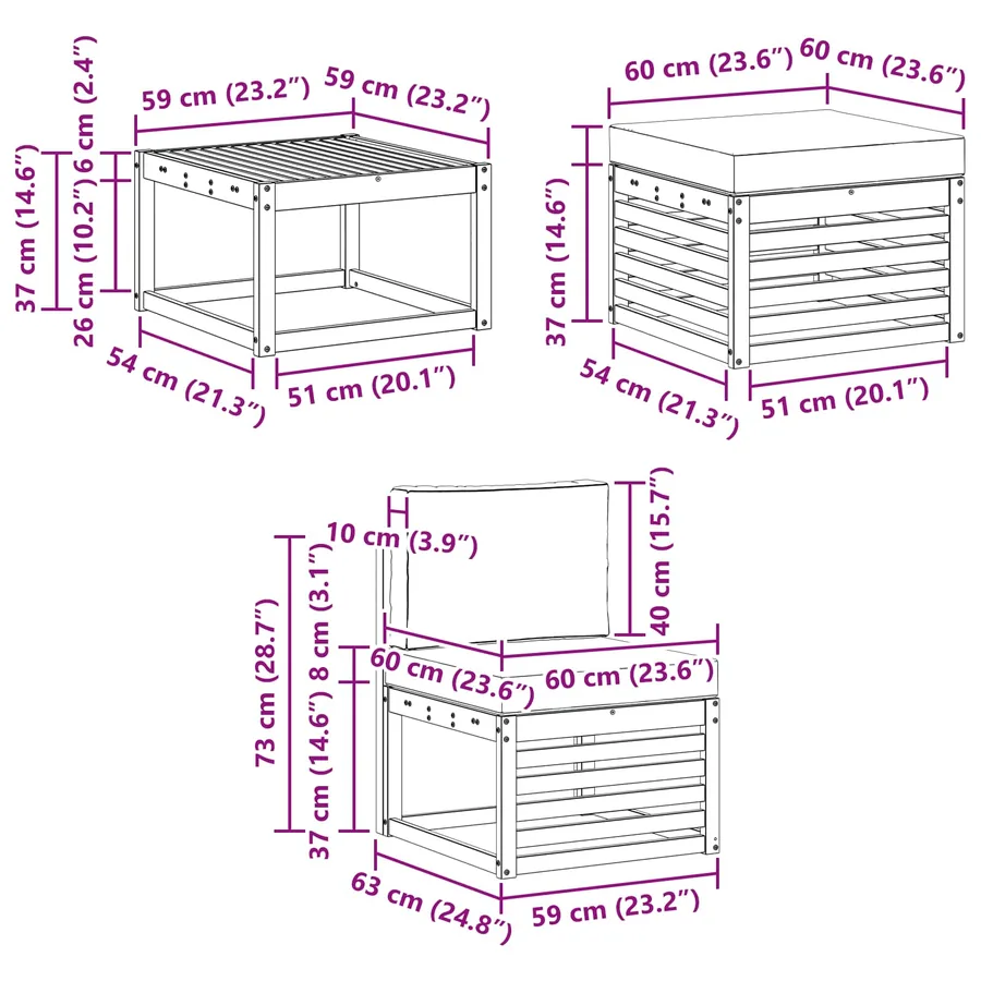 Ensemble de canapés d'extérieur 6 pcs Naturel et Crème - 11