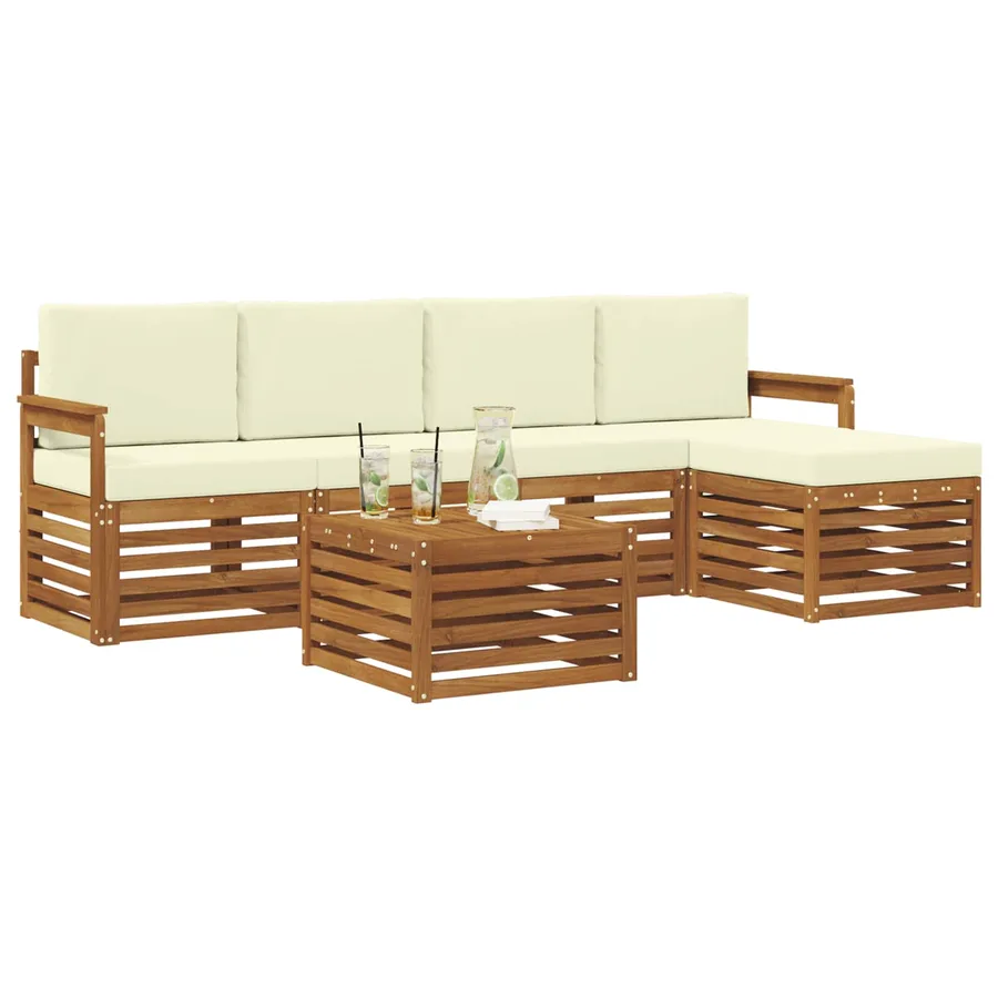Ensemble de canapés d'extérieur 6 pcs Naturel et Crème - 3