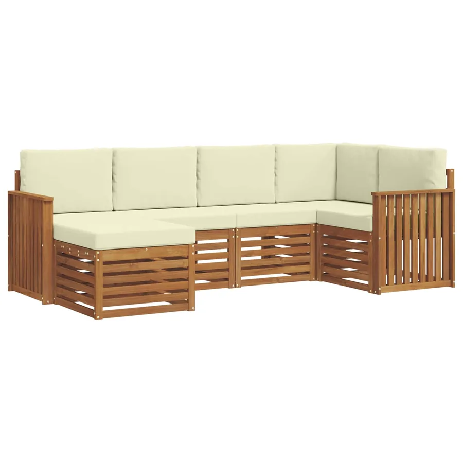 Ensemble de canapé d'angle avec coussin 6 pcs Naturel et Crème - 2