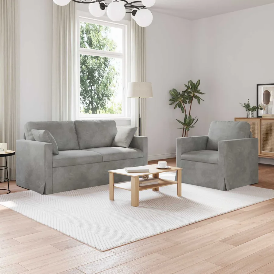 Ensemble de Canapés 2 pcs Gris clair 158 x 78 x 80 cm Velours