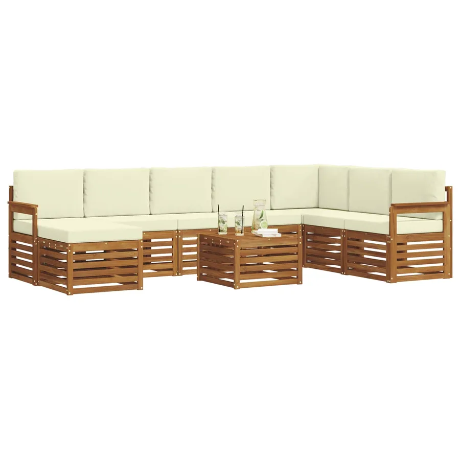 Ensemble de canapés d'extérieur 9 pcs Naturel et Crème - 3