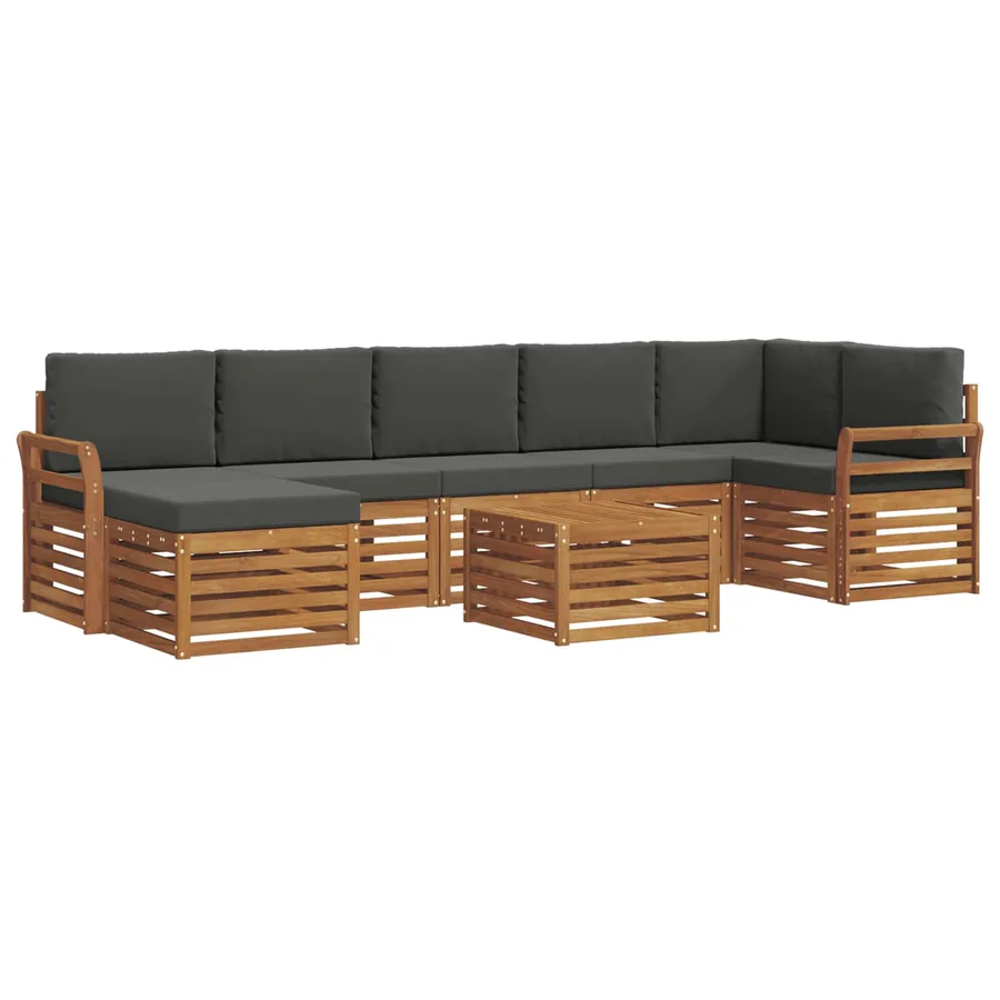 Ensemble de canapés d'extérieur 8 pcs Naturel et Anthracite - 2