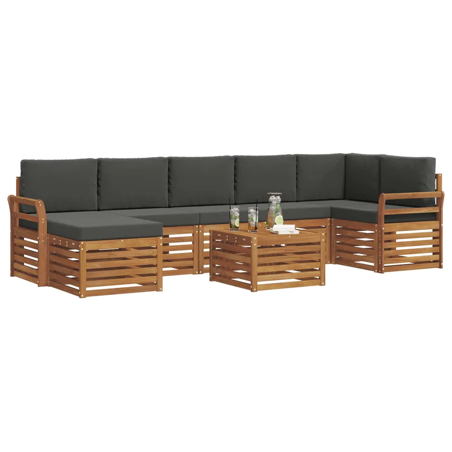 Ensemble de canapés d'extérieur 8 pcs Naturel et Anthracite - 3