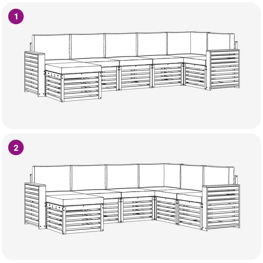 Ensemble de canapé d'angle 7 pcs Naturel et Anthracite - 7