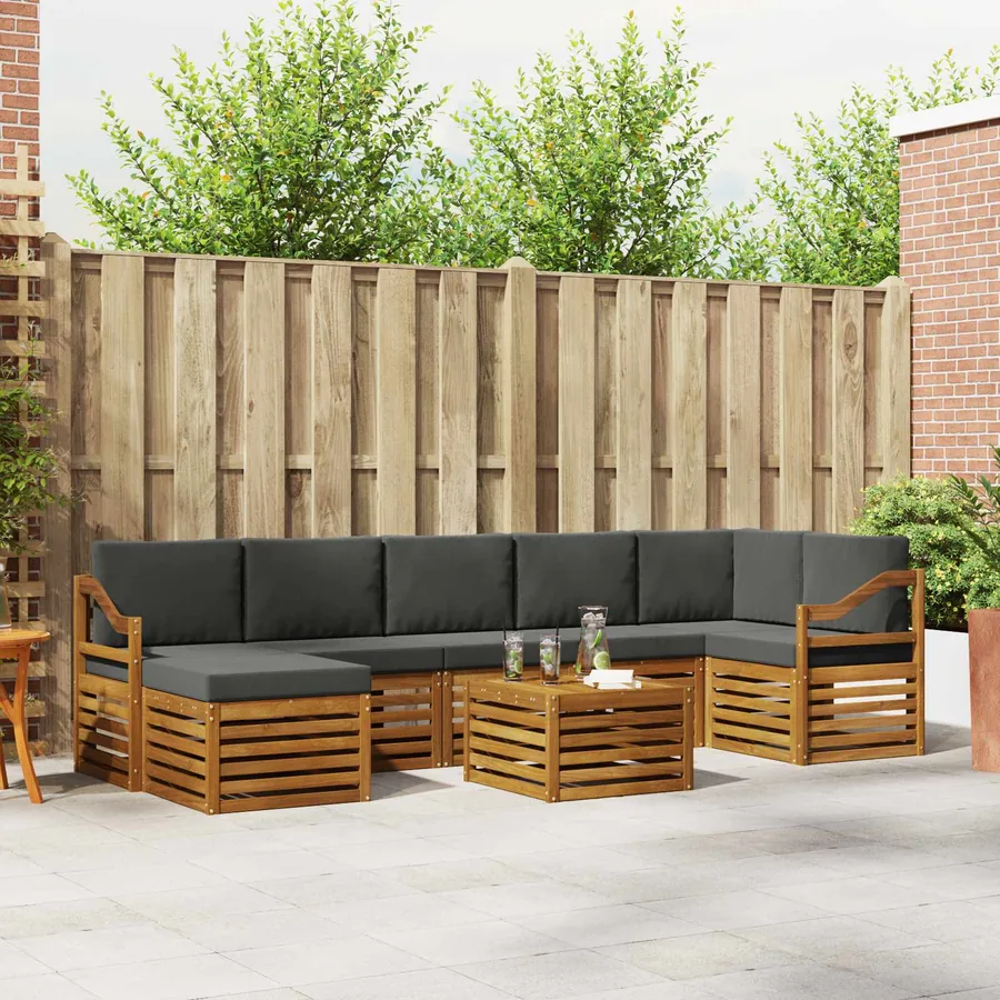 Ensemble de canapés d'extérieur 8 pcs Naturel et Anthracite