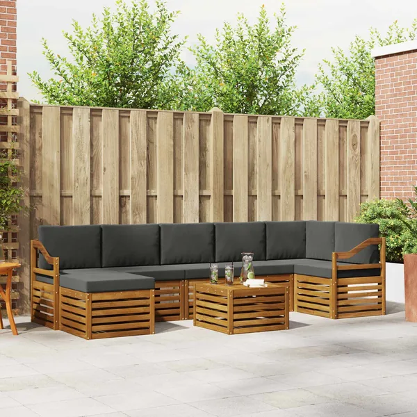 Ensemble de canapés d'extérieur 8 pcs Naturel et Anthracite
