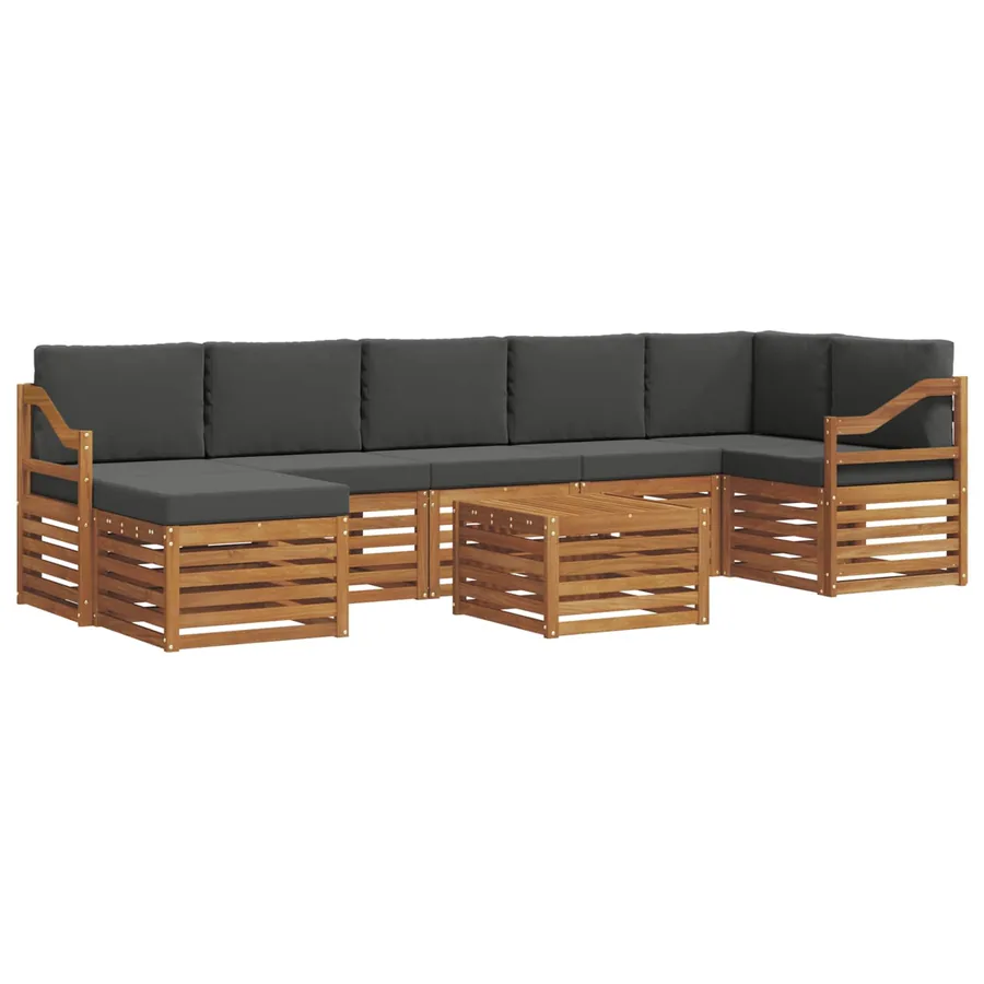 Ensemble de canapés d'extérieur 8 pcs Naturel et Anthracite - 2