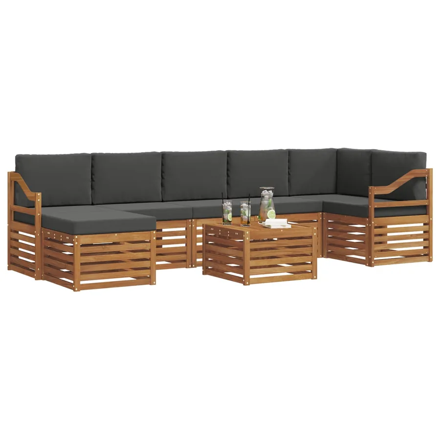Ensemble de canapés d'extérieur 8 pcs Naturel et Anthracite - 3