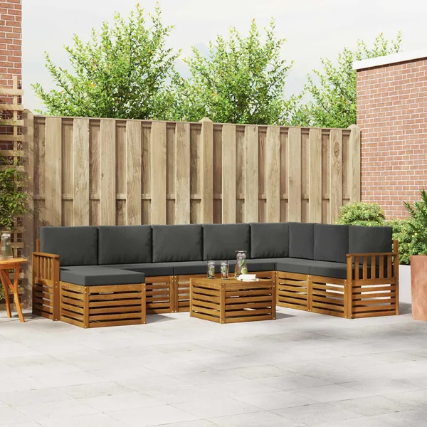 Ensemble de canapés d'extérieur 9 pcs Naturel et Anthracite