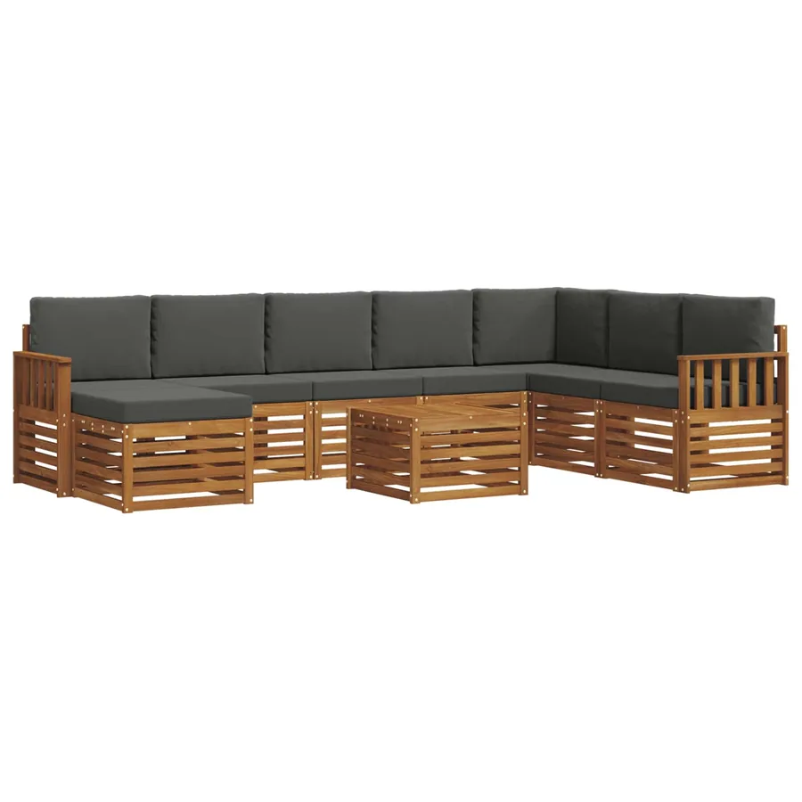 Ensemble de canapés d'extérieur 9 pcs Naturel et Anthracite - 2