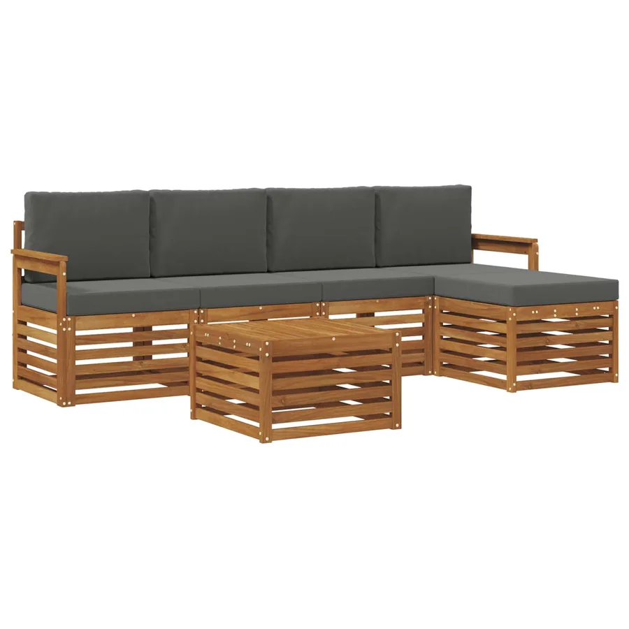 Ensemble de canapés d'extérieur 6 pcs Naturel et Anthracite - 2