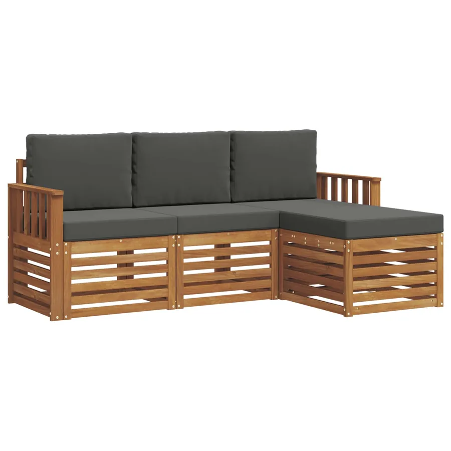 Ensemble de canapés d'extérieur 4 pcs Naturel et Anthracite - 2