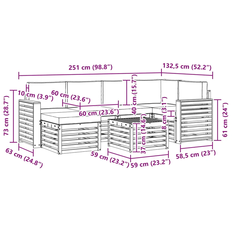 Ensemble de canapé d'angle 7 pcs Naturel et Anthracite - 11
