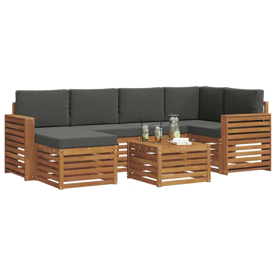 Ensemble de canapé d'angle 7 pcs Naturel et Anthracite - 3