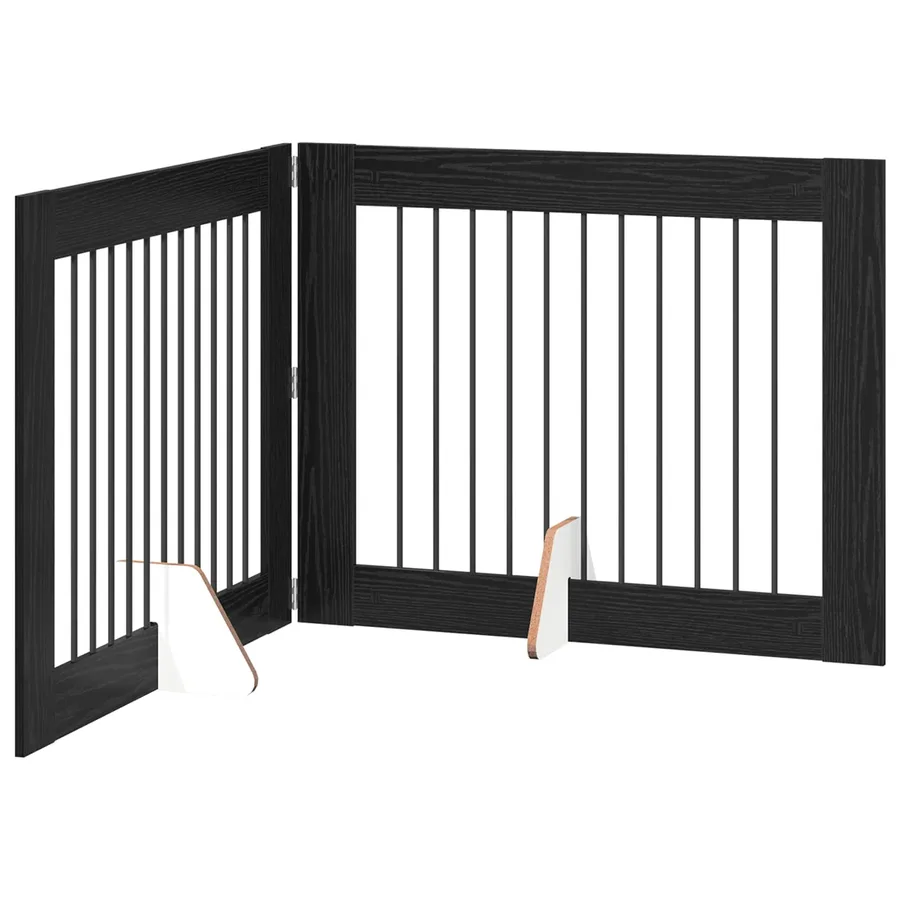 Porte de chien pliable avec supports 2 pcs Chêne noir 200,5 cm - 2