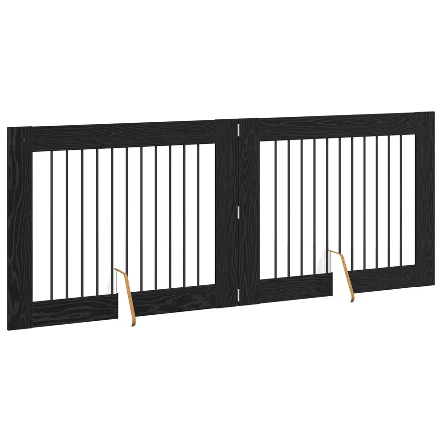 Porte de chien pliable avec supports 2 pcs Chêne noir 200,5 cm - 3