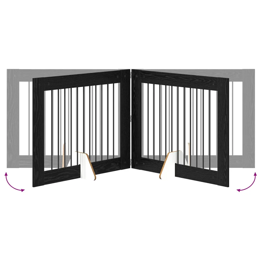 Porte de chien pliable avec supports 2 pcs Chêne noir 200,5 cm - 7