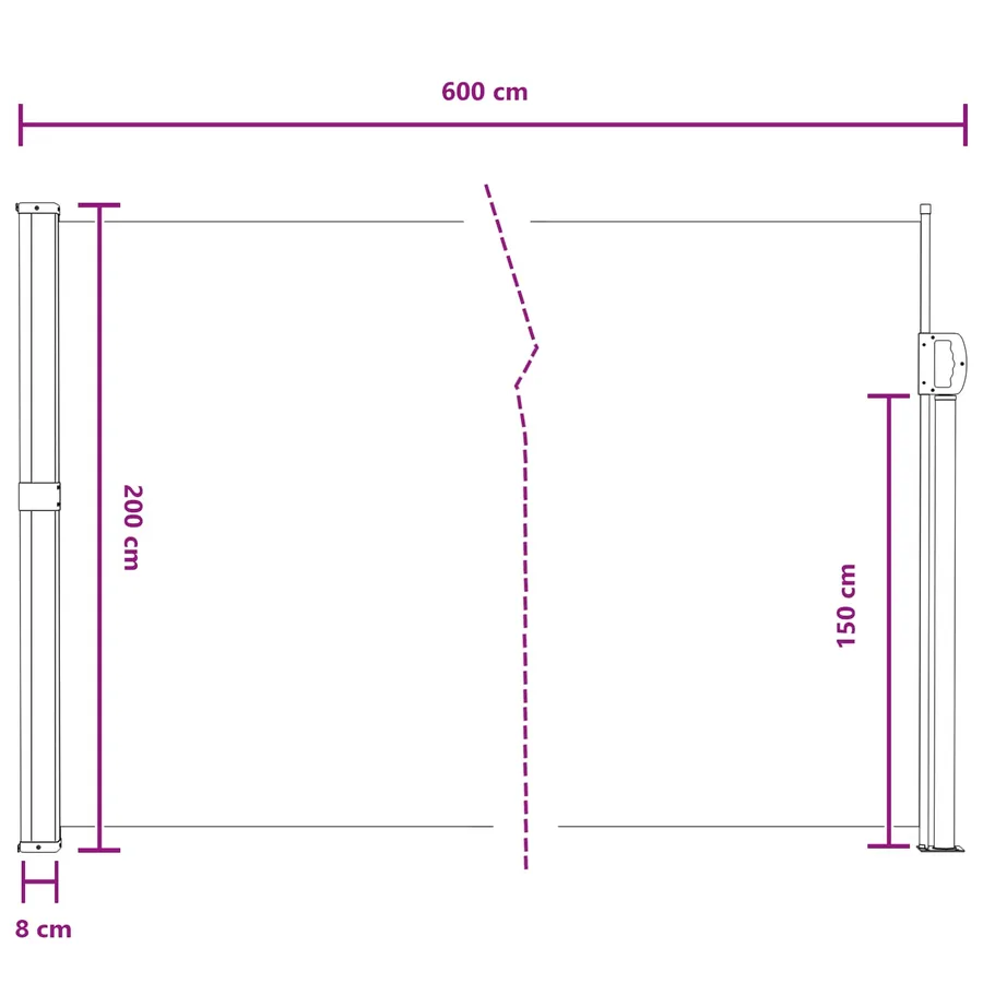 Store latéral rétractable Gris 600 x 200 cm Polyester - 8