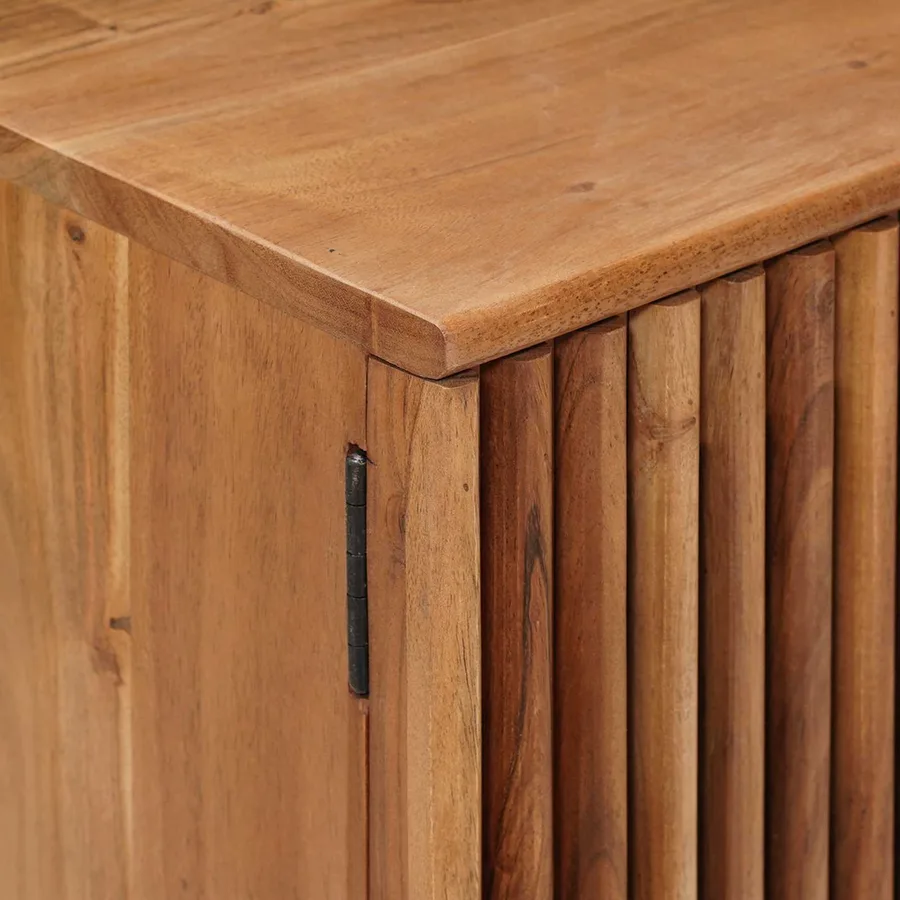 Table de chevet faite main Marron Teck 40 x 30 x 45 cm - 8