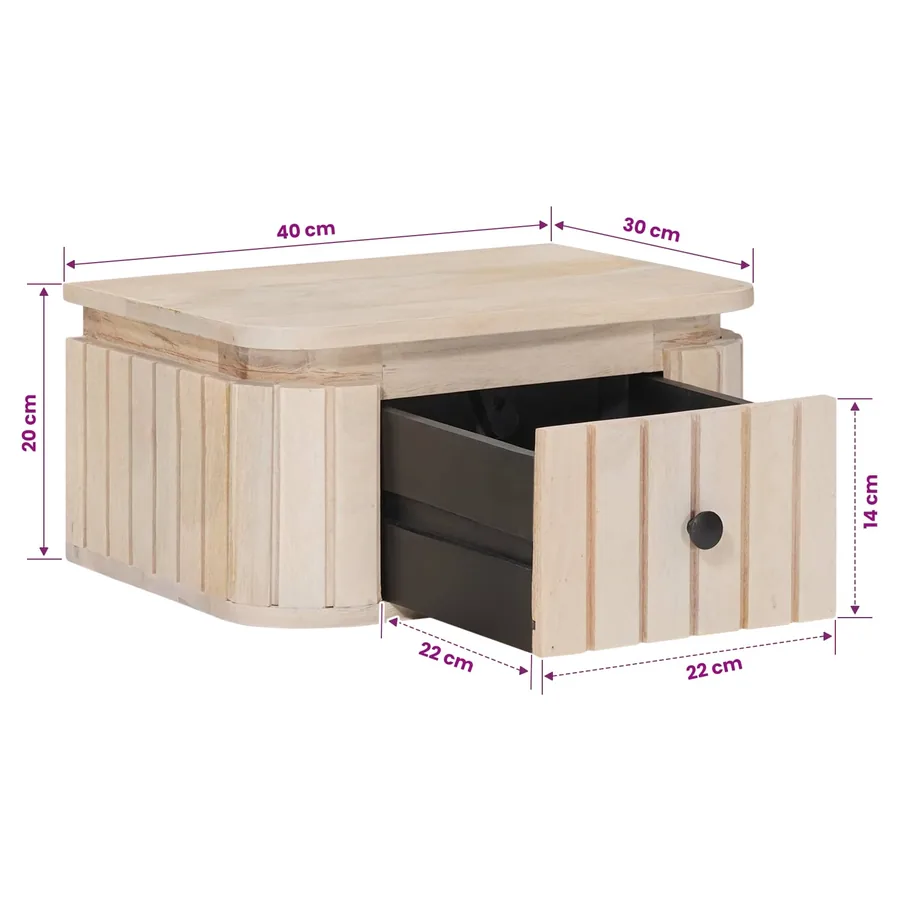 Table de chevet faite main Blanc 40 x 30 x 20 cm - 13