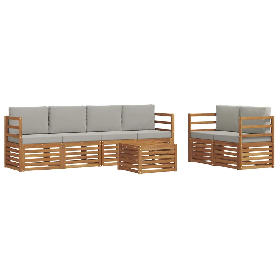 Ensemble de canapés d'extérieur 7 pcs Gris Naturel et Clair - 2