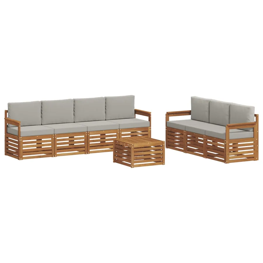 Ensembles de canapés avec coussin 8 pcs Gris Naturel et Clair - 2