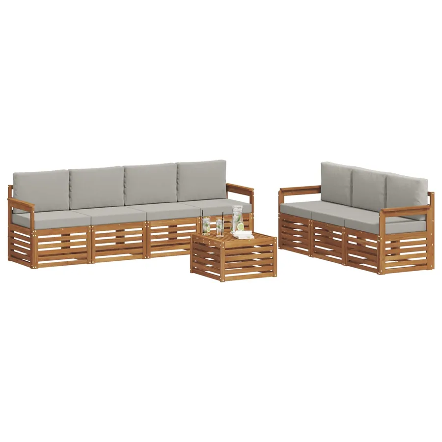 Ensembles de canapés avec coussin 8 pcs Gris Naturel et Clair - 3