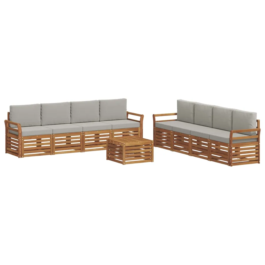 Ensembles de canapés avec coussin 9 pcs Gris Naturel et Clair - 2