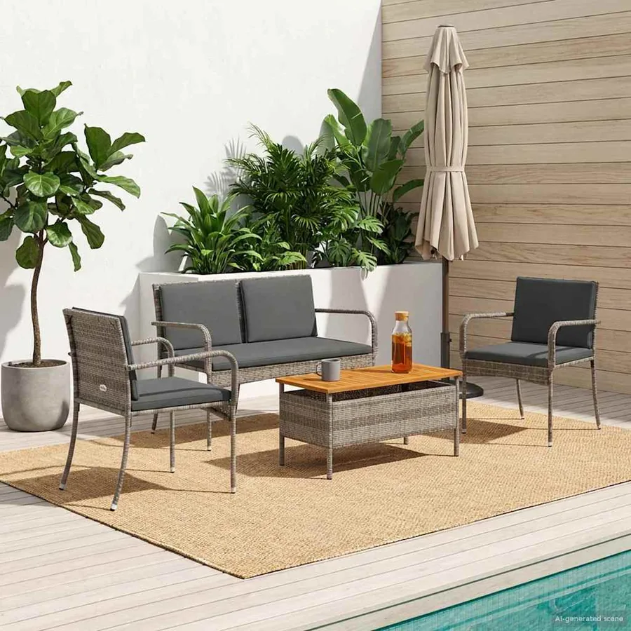 Ensemble de jardin avec coussin acier